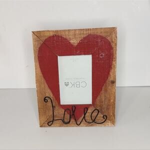 Valentine's Day Rustic Wooden Heart Picture‎ Frame Stand Wired Love Writing